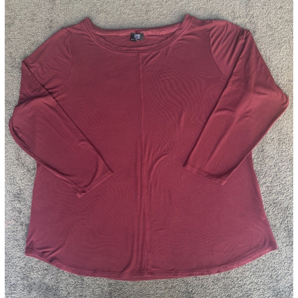Jones‎ New York Top Women's Size 3X Maroon Round Neck Long Sleeve Pullover